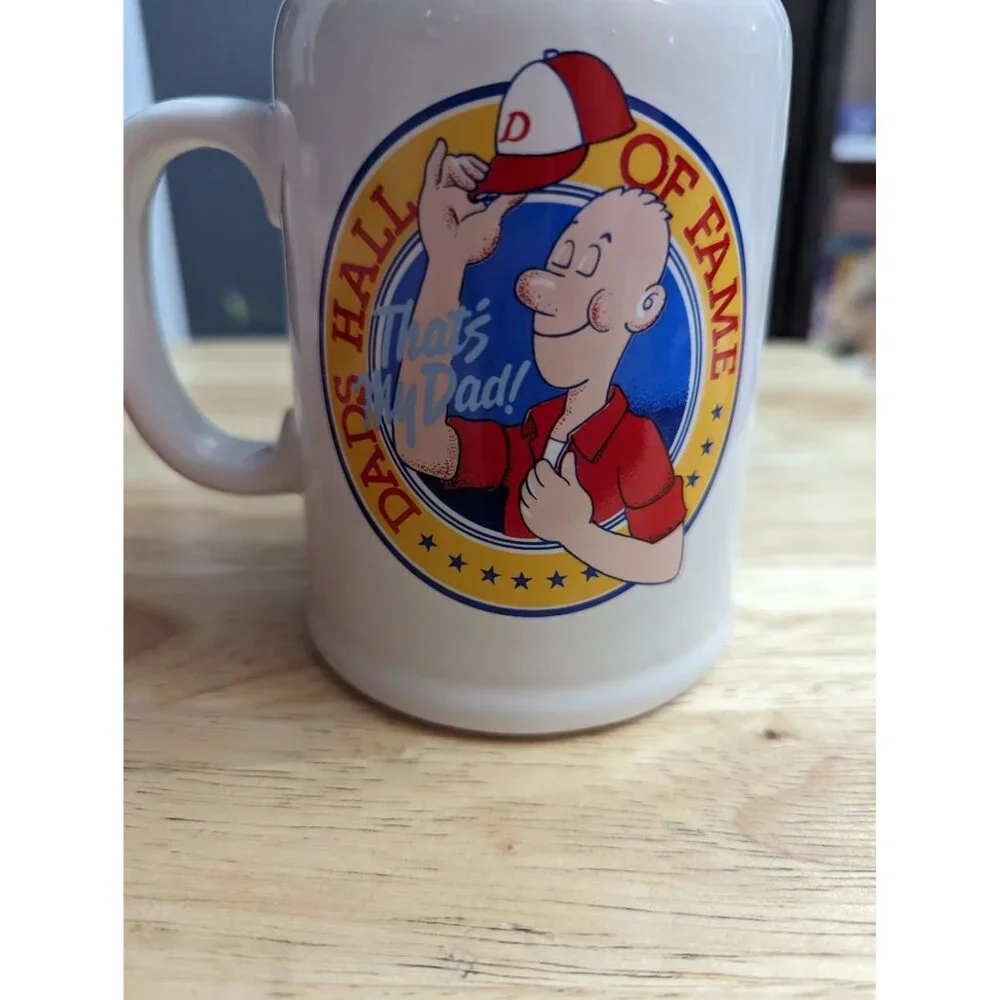 1989 Japan Dakin Dads Hall of Fame double logo tall heavy mug 4 1/2‎ in Gift